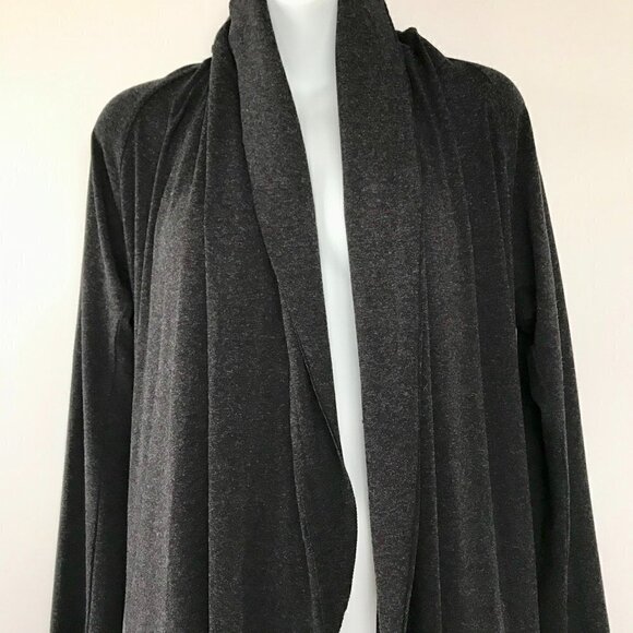 HAZEL Women's Long Dark Grey, Shall/Waterfall Sweater Cardigan, long sleeve sz S - Picture 5 of 15